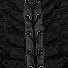 OQ-713LQF Ruffled Lace-Up Bodycon Punk Dress with Spaghetti Straps