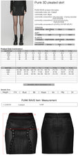 OQ-753BQF Gothic Punk Skirt with Rivet Details and Textured Panels