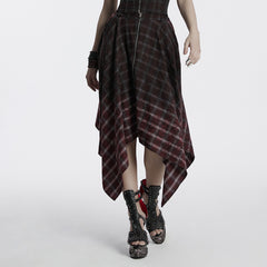 OQ-785BQF Gothic Plaid Asymmetrical Punk Skirt with Zipper Detail