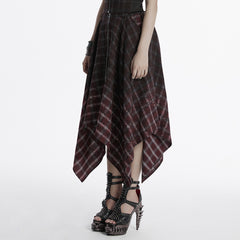 OQ-785BQF Gothic Plaid Asymmetrical Punk Skirt with Zipper Detail