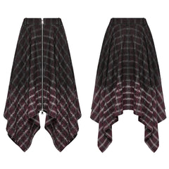 OQ-785BQF Gothic Plaid Asymmetrical Punk Skirt with Zipper Detail