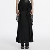 OQ-787BQF Gothic Mesh Panel Punk Skirt Long Maxi Black Retro