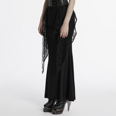 OQ-787BQF Gothic Mesh Panel Punk Skirt Long Maxi Black Retro