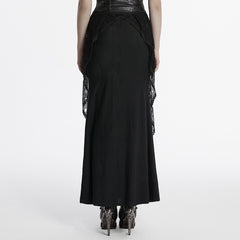 OQ-787BQF Gothic Mesh Panel Punk Skirt Long Maxi Black Retro