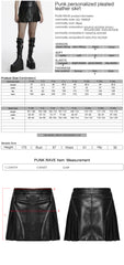 OQ-790BQF Edgy Leather Punk Skirt with Zipper and Pleated Panels