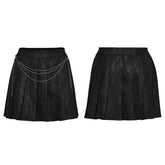 OQ-791BQF Black Pleated Punk Skirt with Chain Detail Gothic Style