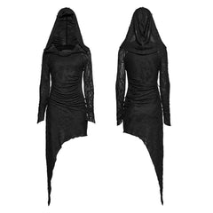 OQ-803LQF Edgy Asymmetric Gothic Hooded Long Sleeve Punk Dress