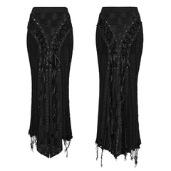 OQ-813BQF Gothic Skirt Black Lace Corset High Waist Steampunk Maxi