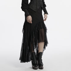 OQ-815BQF Gothic Skirt Lace Overlay High-Low Hemline Maxi Dress