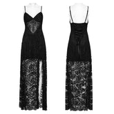 OQ-820LQF Gothic Dress Lace High-Low Spaghetti Straps Corset Back