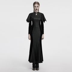 OQ-842LQF Gothic Dress with Batwing Sleeves and Keyhole Neckline Design