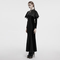 OQ-842LQF Gothic Dress with Batwing Sleeves and Keyhole Neckline Design