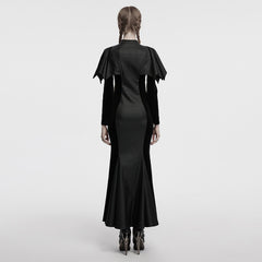 OQ-842LQF Gothic Dress with Batwing Sleeves and Keyhole Neckline Design