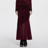 OQ-848BQF Gothic Skirt Velvet Lace Long Maxi Dark Elegance