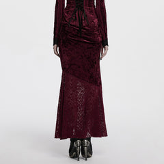 OQ-848BQF Gothic Skirt Velvet Lace Long Maxi Dark Elegance