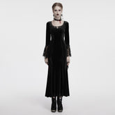OQ-850LQF Gothic Dress Velvet Lace Long Sleeve Victorian Gown
