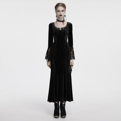 OQ-850LQF Gothic Dress Velvet Lace Long Sleeve Victorian Gown