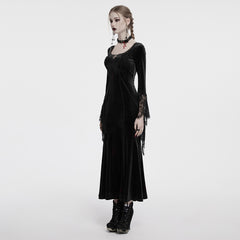 OQ-850LQF Gothic Dress Velvet Lace Long Sleeve Victorian Gown
