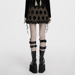 OQ-862BQF Gothic Lace Punk Skirt with Circle Pattern and Ruffled Hem
