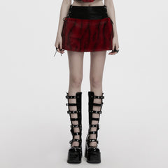 OQ-871BQF Edgy Faux Fur Leather Mini Punk Skirt Bold Goth Style