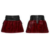 OQ-871BQF Edgy Faux Fur Leather Mini Punk Skirt Bold Goth Style