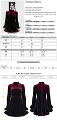 OQ-928LQF Gothic Dress Velvet Maroon Bell Sleeve Fur Trim Hem Velvet Gothic Dress with Faux Fur Cuffs and Hemline Trim Velvet Flare Gothic Dress with Fur Trim Elegant Style