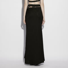 OQ-978BQF Gothic Skirt with Lace Overlay and Asymmetrical Waist Detail