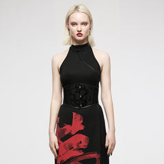 OS-002YDF Dragon Embossed Lace-Up Punk Corset Waist Cincher Belt