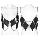 OS-005BXF Edgy Chain Strap Diamond Cutout Punk Vest Top