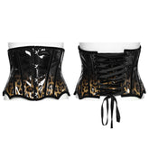 OS-697YDF Gothic Corset Leopard Print Glossy Lace-Up Waist Cincher