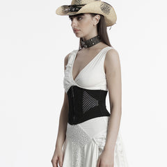 OS-709YDF Punk Corset Zipper Front Lace-Up Back Waist Cincher