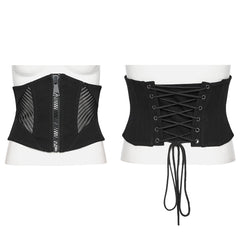 OS-709YDF Punk Corset Zipper Front Lace-Up Back Waist Cincher