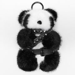 OS-748OTF Fluffy Punk Panda Bag Charm Plush Toy Accessory