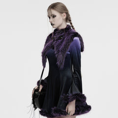 OS-749WJF Gothic Faux Fur Shoulder Cape Punk Accessories Purple Statement