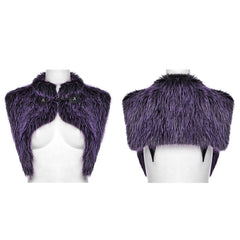 OS-749WJF Gothic Faux Fur Shoulder Cape Punk Accessories Purple Statement