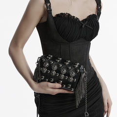 OS-756BBF Gothic Accessories Studded Chain Crossbody Bag Edgy Design
