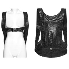 OS-758BB Gothic Accessories Leather Harness Vest Steampunk Waistcoat Unique Design