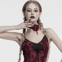 OS-760LHF Gothic Accessories Velvet Choker Rose Lace Beads Elegant Statement