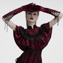 OS-763SSF Velvet Gothic Accessories Embroidered Elbow-Length Gloves