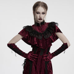 OS-763SSF Velvet Gothic Accessories Embroidered Elbow-Length Gloves