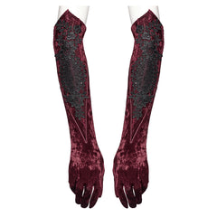 OS-763SSF Velvet Gothic Accessories Embroidered Elbow-Length Gloves