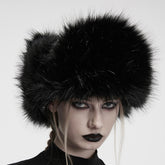 OS-817MZF Gothic Black Faux Fur Hat Punk Accessories Essential