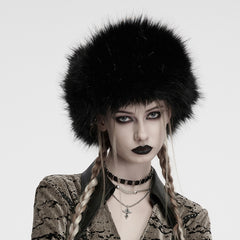 OS-817MZF Gothic Black Faux Fur Hat Punk Accessories Essential