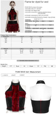 OT-1001BXF Gothic Punk Vest Faux Fur Cross Halter Top