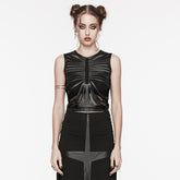 OT-846BXF Edgy Mesh Cutout Punk Shirts Gothic Sleeveless Top