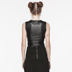 OT-846BXF Edgy Mesh Cutout Punk Shirts Gothic Sleeveless Top