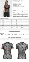 OT-864TDF Elegant Mesh Lace Punk T-Shirts with Gothic Floral Pattern