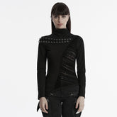 OT-952TCF Edgy Asymmetrical Cutout Rivet Punk T-Shirts Fashion