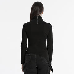 OT-952TCF Edgy Asymmetrical Cutout Rivet Punk T-Shirts Fashion