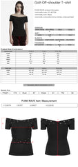 OT-967TDF Edgy Off-Shoulder Gothic T-Shirts with Eyelet Detailing